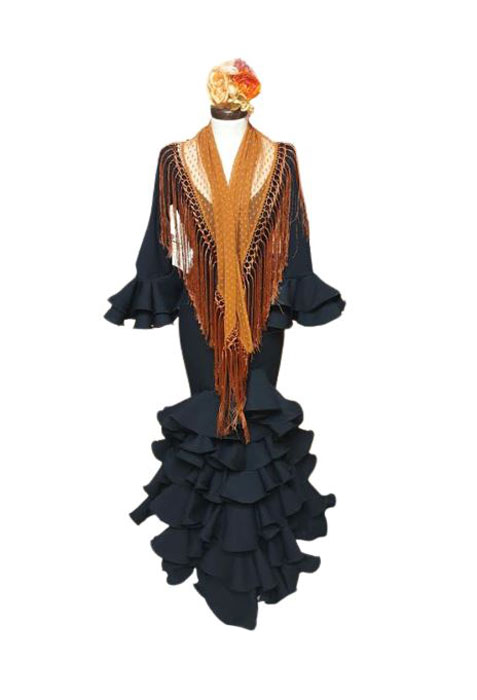 Flamenco Plumeti shawl for Flamenco Costumes. Reddish Brown